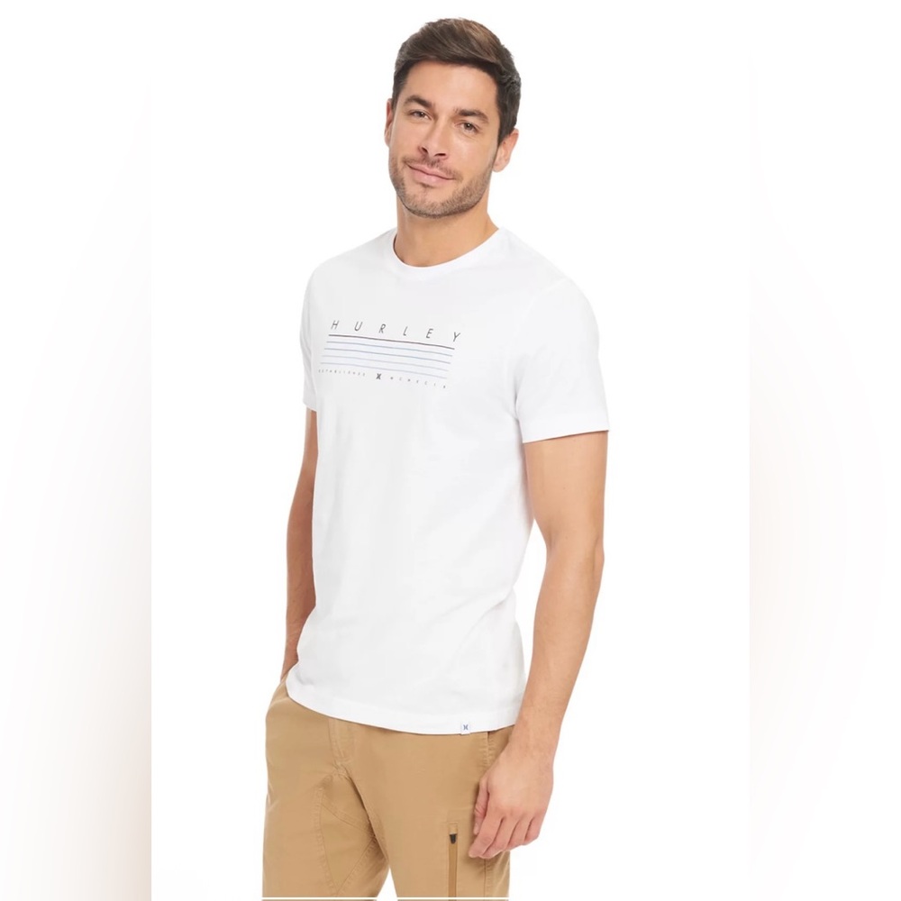 Hurley Men’s White Graphic Crew Neck Short Sleeve Tee Shirt Sz. Medium NWT